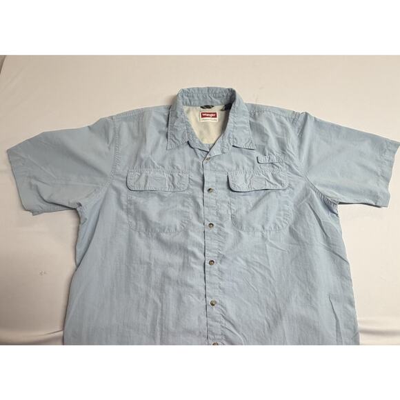 Wrangler Premium Quality Blue Short Sleeve Button Down Work Shirt Men's Size XL - Picture 3 of 11